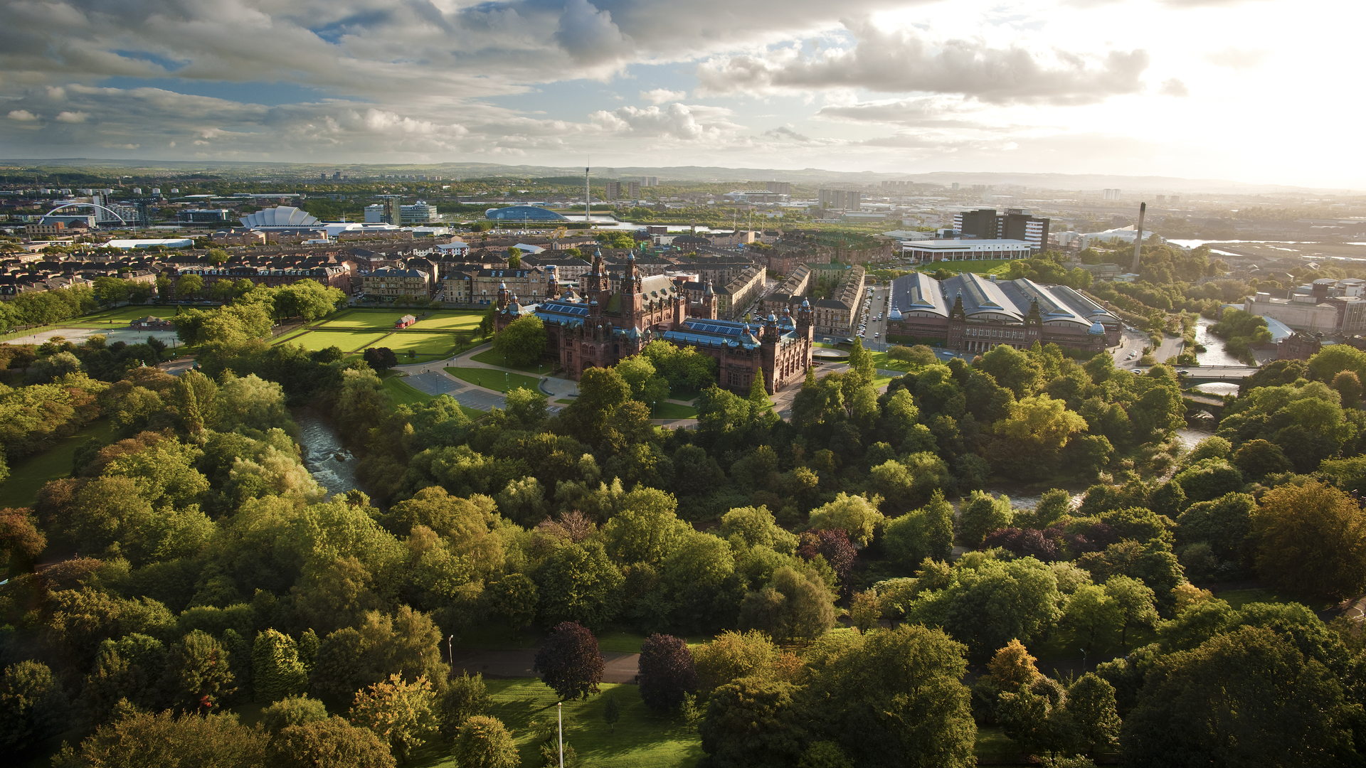 Kelvingrove park aerial looking south