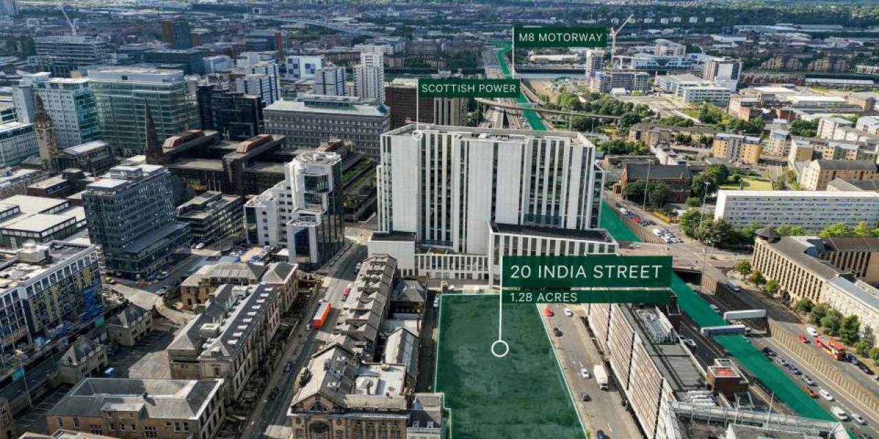 The cleared site at 20 India Street extending to 1.28 acres.