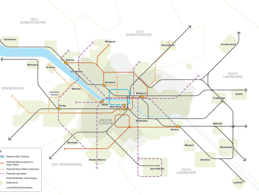 Map of proposed Clyde Metro