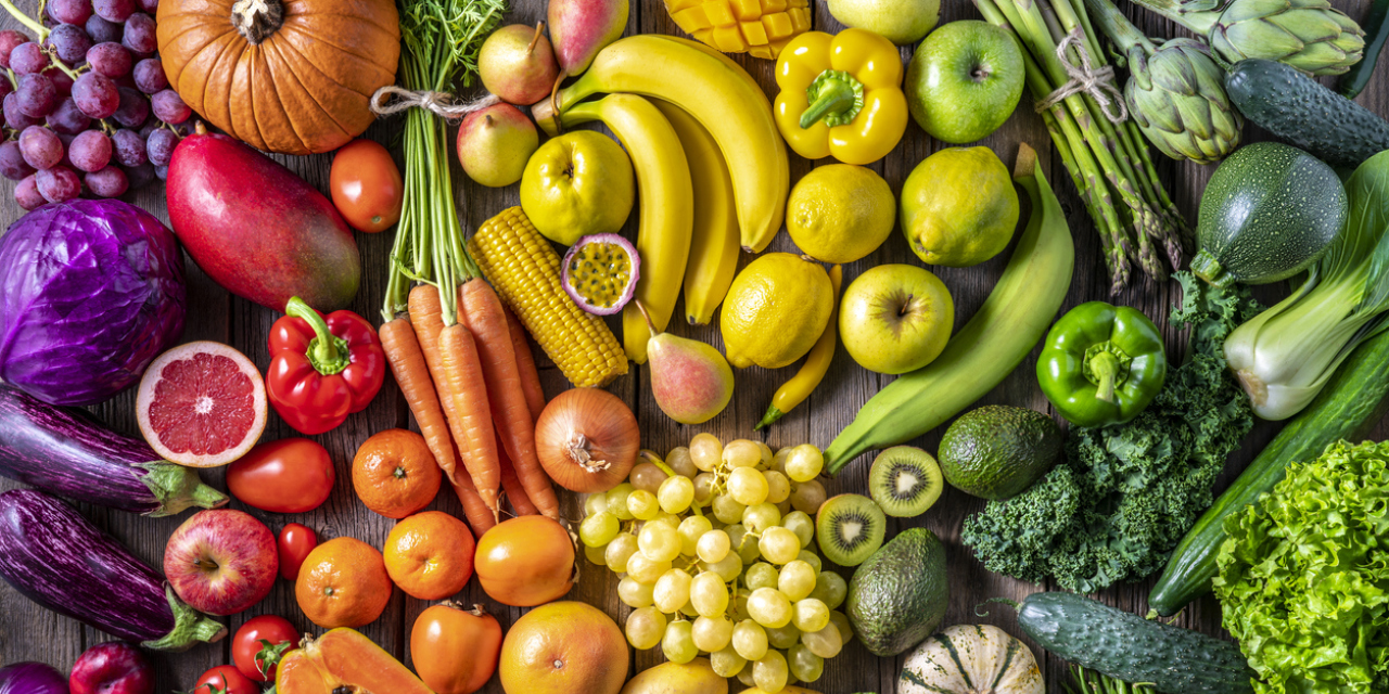 A rainbow assortment of fruit and veg