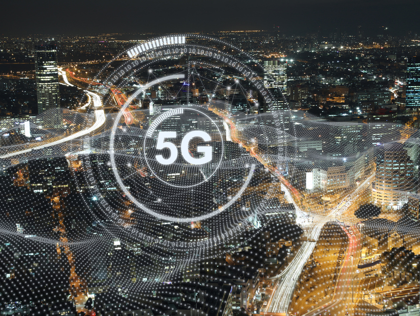 A graphic representation of 5G coverage in an urban area