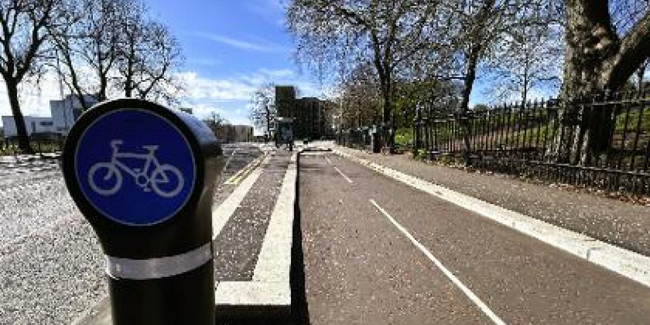 A bike lane in Glasgow