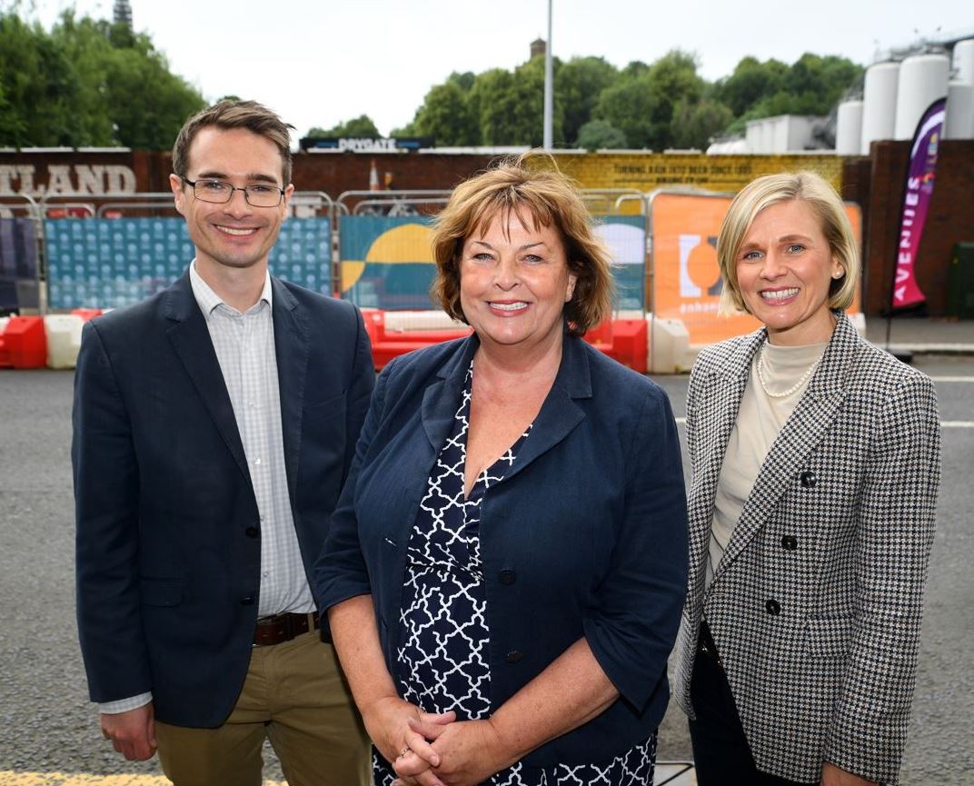 Councillor Angus Millar, Convener for City Centre Recovery, Transport and Climate at Glasgow City Council; Fiona Hyslop, Cabinet Secretary for Transport and Fiona MacLeod, Director of Sustrans for Scotland, Cymru and Northern Ireland.