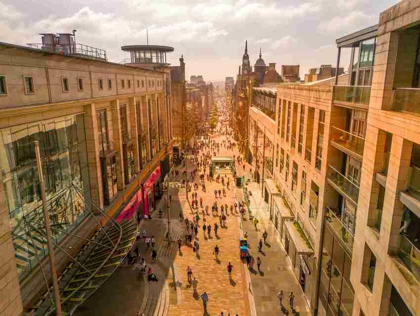 Aerial photograph of Buchanan Street looking south