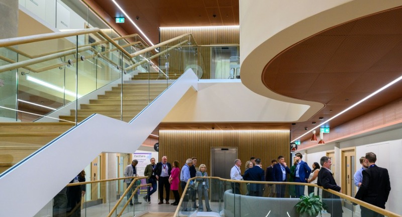 The central stairway of the Health Innovation Hub